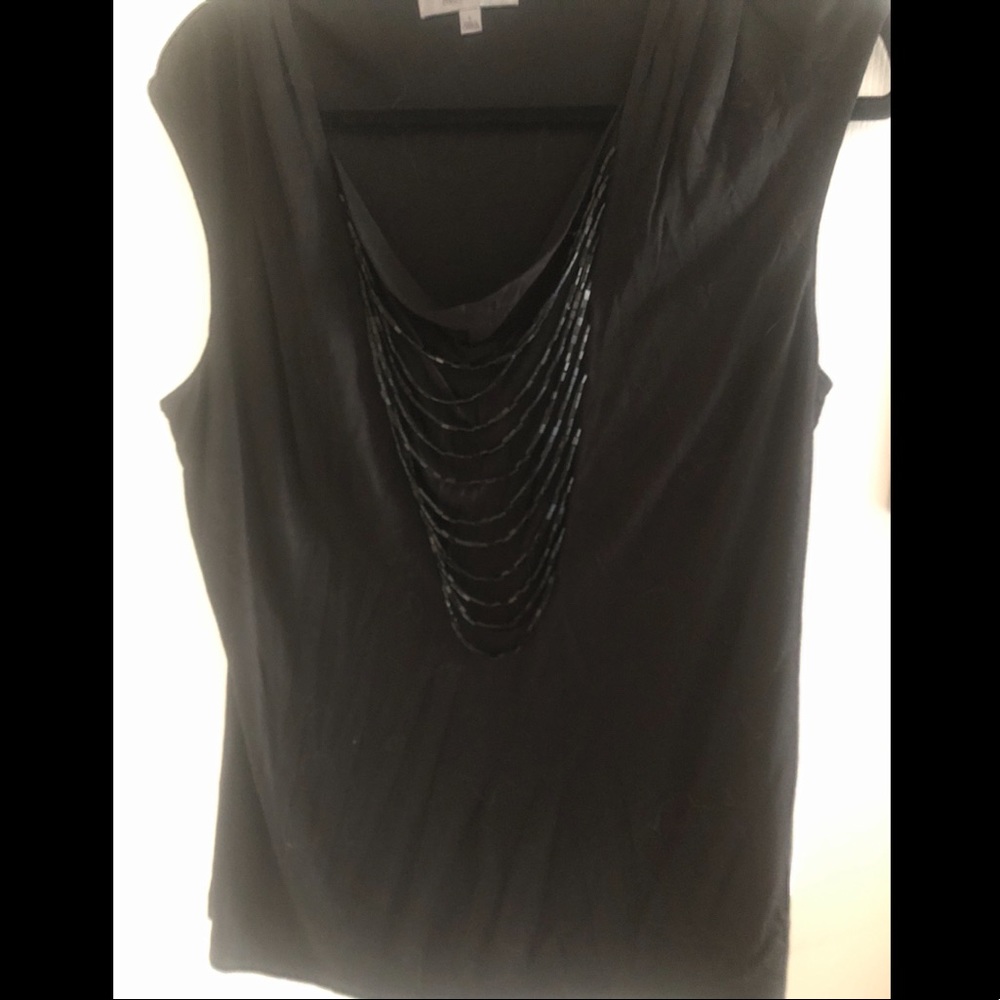 Black Beaded Droop Neck blouse